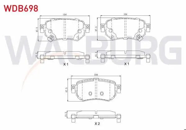 Fren Balata Arka Ikazlı Mazda 6 (Gj,Gh) 2.0 2013-/ Mazda 6 (Gj,Gh) 2.2 D 2013 -