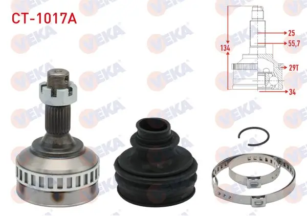 Aks Kafası Sol-Sağ On Dıs Peugeot Partner (5,5F) 1.9 D ABS li 29 Dıs 25X34x58,4 Uzunluk 135 mm 1996-2008