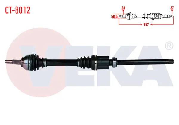 Komple Aks Sağ On Citroen C5 III (Rd) 2.0 HDI A-T Uzunluk 957mm 2008-2015