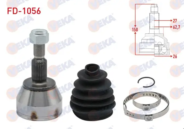 Aks Kafası Sol-Sağ On Dıs Ford Focus III 1.6 TDCI M-T 27X26x62,70 Uzunluk 158mm 2011-2015