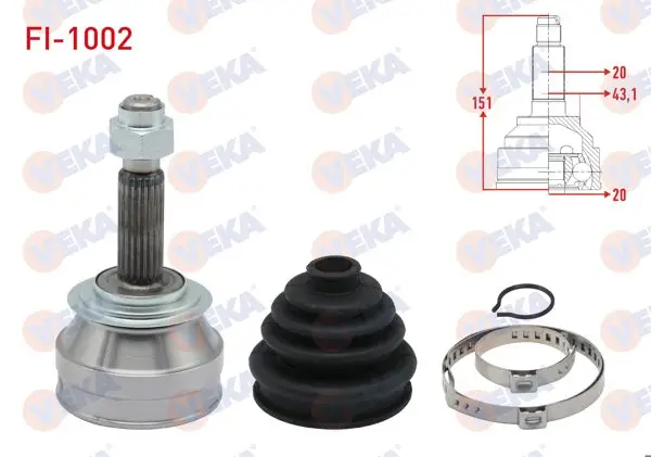 Aks Kafası Sol-Sağ On Dıs Fiat Uno 70 1.4İ 20X20x43 Uzunluk 150,3 mm 1994-2000