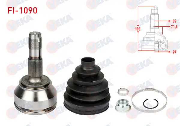 Aks Kafası Sol-Sağ On Dıs (Thermoplastık Koruklu) Fiat Ducato (250) 2.3 Mjt Icten Sekmanlı 35X29x71.5 Uzunluk 198 mm 2006-2014