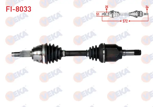 Komple Aks Sol Ön Uzunluk 572mm Fiat Albea 1.3 Mjt 2007 -