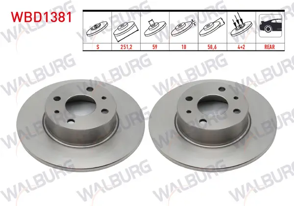 Fren Diski Arka Düz 4 Bjn 251,20X10x59x50,60 Linea 1.6 Mjt 2007-/ Bravo II 1.4İ-1.6 Mjt 2006-/ Stilo 1.4 16V-1.6 16V-1.9 JTD 2001-2010 / A.Romeo 164 2.0 Ts 1987-1998 / Lancıa Delta III 1.6 D 2008-