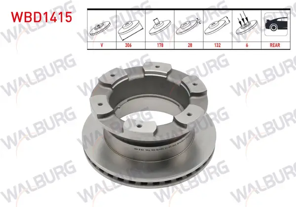Fren Diski Arka Havalı 6 Bjn 306X28x178x132 Iveco Daily IV (70 C15) 3.0 D 2006-2011 / Daily V (70 C15) 3.0 D 2011-2014 / Daily VI (70 C15) 3.0 D 2014-