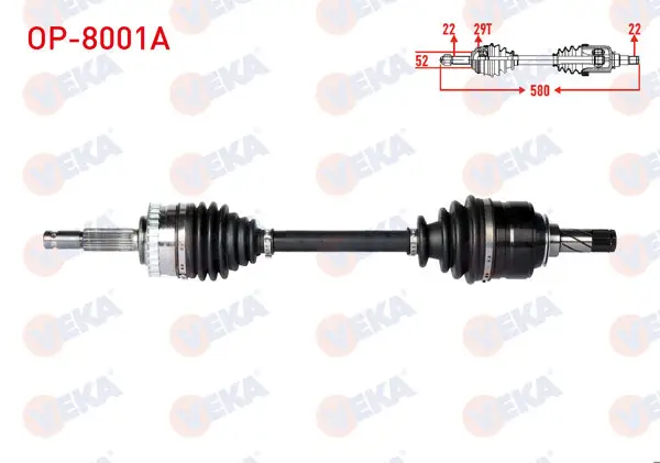 Komple Aks Sol Ön ABS li 29 Dıs Uzunluk 580mm Opel Corsa C 1.3 CDTI, 1.2 2000-2006