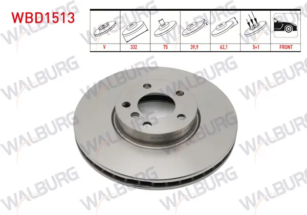 Fren Diski Ön Havalı BMW X5 (E70) 3.0 D 5 Bjn 332X29,9X75x62,1 2007-2012