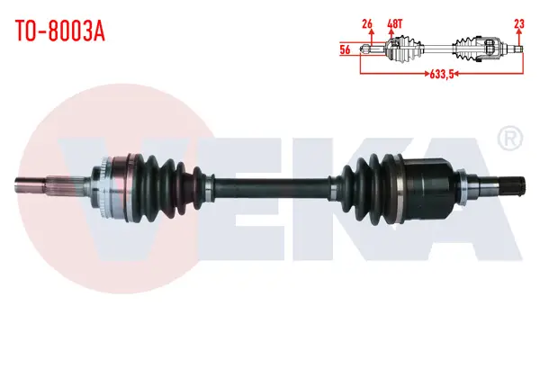 Komple Aks Sol Ön Toyota Corolla (_E12_) 1.4 Vvt-I ABS li 48 Dıs Uzunluk 633.5mm 2002-2007