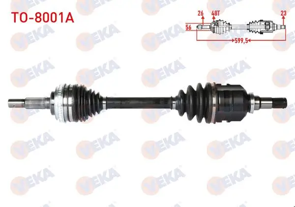 Komple Aks Sol Ön ABS li 48 Dıs Uzunluk 599,5mm Toyota Corolla (_E10_) 1.6 1992-1997 / Corolla (_E11_) 1.6İ 16V 1997-2002
