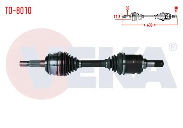 Komple Aks Sol-Sağ On Toyota Hı-Lux Pick Up (Tgn1_, Ggn2_, Ggn1_, Kun2_, Kun1_) 2.5 D-4D 4X4 Uzunluk 630mm 2005-2011
