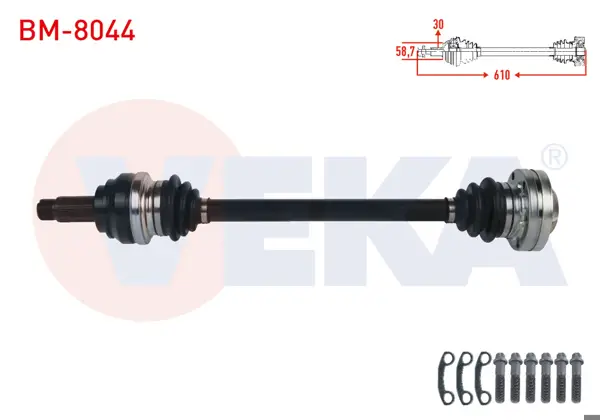 Komple Aks Sol Arka Uzunluk 610mm BMW 320 D (E90) 2005-2011