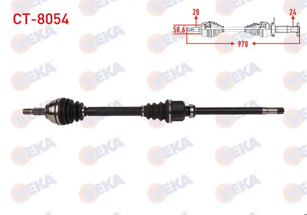 Komple Aks Sağ On Uzunluk 978mm Citroen C5 III 1.6 HDI A-T 2008-2015 / Peugeot 508 1.6 Thp A-T 2010 -