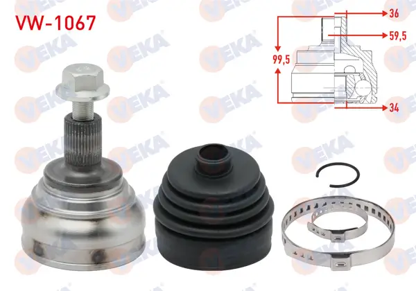 Aks Kafası Sol-Sağ On Dıs 36X34x59,5 Uzunluk 99,5mm Volkswagen Passat (3G2) 1.4 TSI M-T 2014-/ Skoda Superb (3V3) 1.4 TSI M-T 2015 -