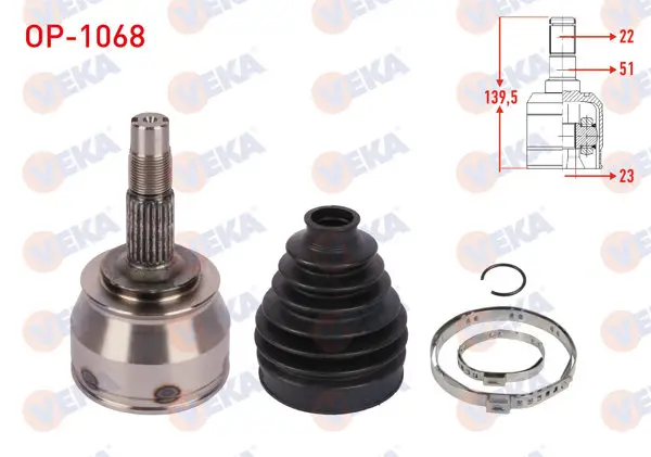 Aks Kafası Sol-Sağ On Dıs 22X23x51 Uzunluk 139,5mm Opel Corsa E 1.4 2014 -