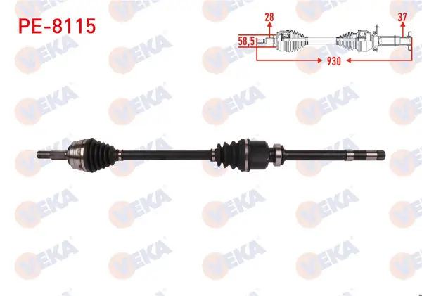 Komple Aks Sağ On Uzunluk 930mm Peugeot Rifter 1.5 HDI 2019-/ Partner 1.5 HDI 2018-/ Citroen Berlingo 1.5 HDI 2018-/ Opel Combo 1.5 CDTI 2019 -