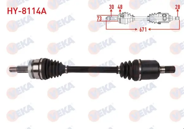 Komple Aks Sol Ön ABS li 48 Dıs Uzunluk 671mm Hyundai Tucson 2.0 CRDI Hybrıd A-T 2015-2020 / Kia Sportage IV 2.0 CRDI A-T 2018-2022