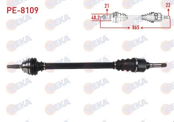 Komple Aks Sağ On Uzunluk 865mm Peugeot 2008 I 1.2 M-T 2005-/ Citroen C3 III 1.2 M-T 2016-/ C4 Cactus 1.2 M-T 2014 -