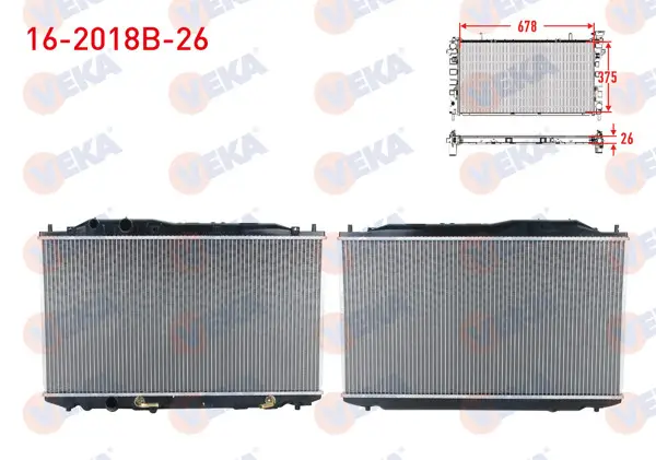 Su Radyatörü (Alt Boru Segmanlı) Brazing Kalınlık 26mm Honda Civic VIII 1.4-1.6 A-T Ac + /-2005-2012