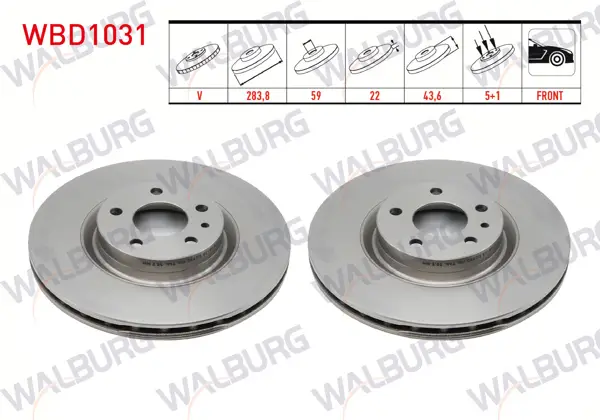 Fren Diski Ön Havalı 5 Bjn 283,8X22x59x43,6 Fiat Doblo 1.3 Mjt-1.6 Mjt 2010-/ Fiorino 1.3 Mjt Euro 5 2013-/ Alfa Romeo 147 1.6 2001-2010 / Opel Combo D 1.6 CDTI 2012-