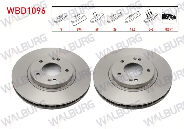 Fren Diski Ön Havalı 5 Bjn 294X26x69x46,3 Hyundai Santa Fe (Sm) 2.0 CRDI 2001-2006 / Santa Fe (Sm) 2.0İ 2001-2006 / Santa Fe (Sm) 2.4İ 16V 2001-2006 / Santa Fe (Sm) 2.7İ V6 2001-2006