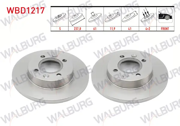 Fren Diski Ön Düz 4 Bjn 237,8X11,9X61x41 Renault R 9 1.4 1985-2000 / Express 1.4-1.9 D-1.6 D 1985-1998 / R 11 1.4-1.6-1.7 1983-1995 / R 19 1.4-1.6-1.8İ-1.7-1.9 D 1988-2001