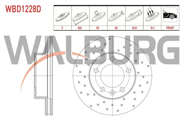 Fren Diski Ön Havalı Performans Delikli 5 Bjn 302X28x90x69,8 Renault Master III (Fv) 2.3 DCI 2010-/ Master III (Fv) 2.5 DCI 2010-