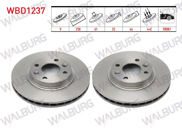 Fren Diski Ön Havalı 4 Bjn 258X22x44x61 Renault Symbol Thalia 2008-2012 / Symbol III 2012-/ Clio IV 2012-2020 / Clio V 1.5 DCI 2019-/ Talıant 1.5 DCI 2020-/ Captur I 2013-2021