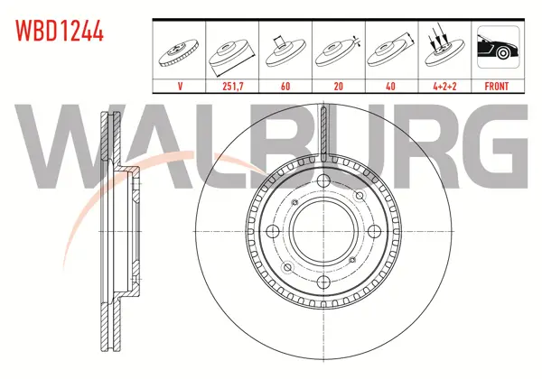 Fren Diski Ön Havalı 4 Bjn 251,7X20x60x40 Suzuki Swift III 1.3İ 2005-2010 / Swift III 1.3 Ddıs 2005-2010 / Swift III 1.5İ 2005-2010 / Splash 1.2İ 2008-/ Splash 1.3 Ddıs 2008-