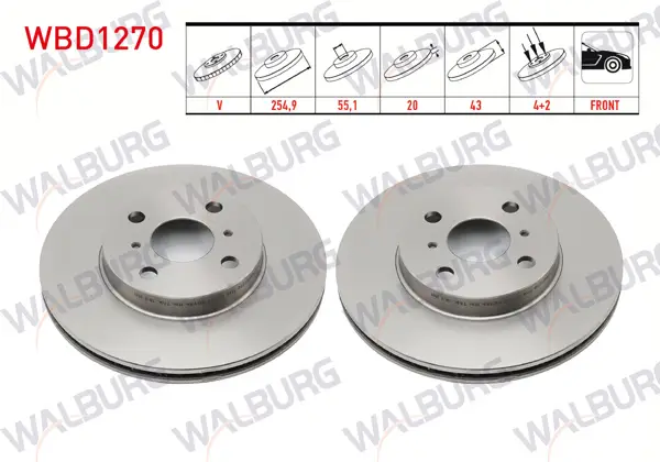 Fren Diski Ön Havalı 4 Bjn 254,9X20x55,1X43 Toyota Yaris 1.0İ 1999-2005 / Yaris 1.3İ 1999-2005 / Yaris 1.4 D-4D 1999-2005 / Yaris 1.5 Vvt-I 1999-2005