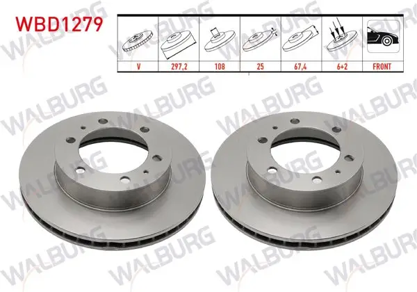 Fren Diski Ön Havalı 6 Bjn 297,2X25x108x67,4 Toyota Hı-Lux Pick Up 2.5 D-4D 2005-2011 / Hı-Lux Pick Up 2.5 D 2005-2011 / Hı-Lux Pick Up 3.0 D-4D 2005-2011 / Hı-Lux Vıgo 2.5 D-4D 4X4 2005-2011
