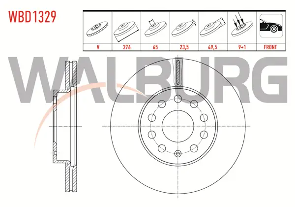 Fren Diski Ön Havalı 5 Bjn 276X23,5X65x49,5 Volkswagen Golf VII 1.6 TDI 2012-/ Golf VII 1.2 TSI 2012-/ Seat Leon 1.6 TDI 2012-/ Leon 1.2 TSI 2012-/ Skoda Octavia 1.6 TDI 2012-