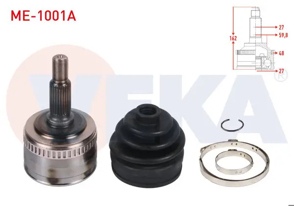 Aks Kafası Sol-Sağ On Dıs ABS li 48 Dıs 27X27x59,8 Uzunluk 162mm Mercedes Vito (638) 108-110-113-114 CDI 1997-2003