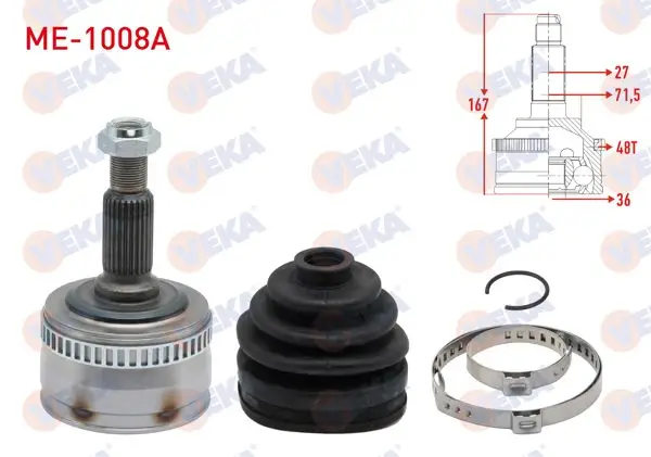 Aks Kafası Sol-Sağ On Dıs Mercedes Vito (638) 108 CDI ABS li 48 Dıs 27X36x71,5 Uzunluk 167mm 1997-2003