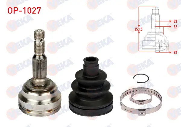 Aks Kafası Sol-Sağ On Dıs Opel Astra G (F69) 1.6 16V 33X22x52 Uzunluk 153,5 mm 1998-2005