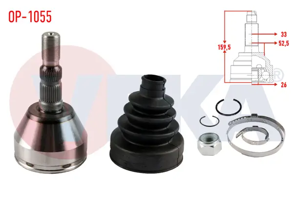 Aks Kafası Sol-Sağ On Dıs Opel Astra H 1.9 CDTI 33X26x52,5 Uzunluk 159,5 mm 2004-2010