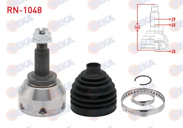 Aks Kafası Sol-Sağ On Dıs Renault Traffic III 1.6 DCI 29X28x60 Uzunluk 165mm 2014 -
