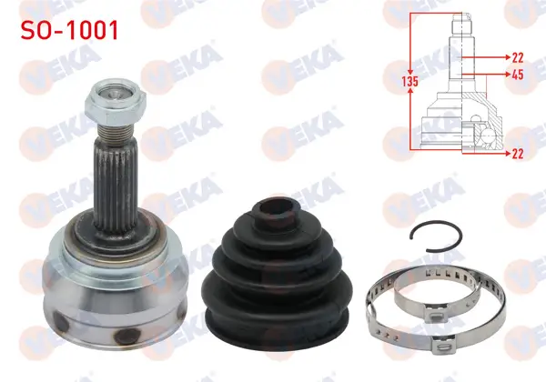 Aks Kafası Sol-Sağ On Dıs Skoda Favorit 135 1.3 22X22x45 Uzunluk 134.8mm 1989-1994