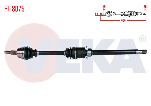 Komple Aks Sağ On Fiat Fiorino (225) 1.3 Mjt A-T Uzunluk 949 mm 2008-2013