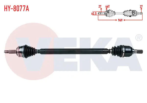 Komple Aks Sağ On Hyundai i30 1.6 CRDI ABS li 46 Dıs M-T Uzunluk 969mm 2011 -