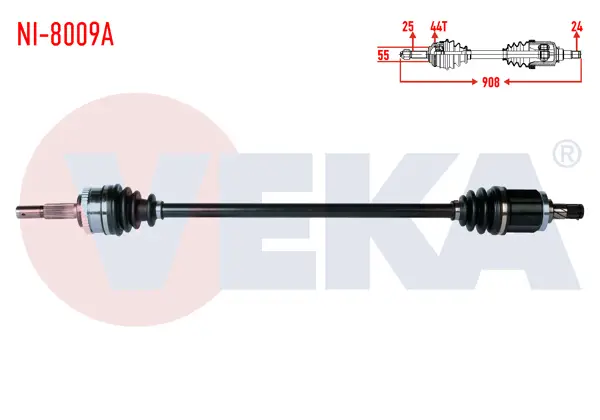 Komple Aks Sağ On Nissan Almera II (N16) 1.5İ 16V A-T / M-T ABS li 44 Dıs Uzunluk 908 mm 2000-2007