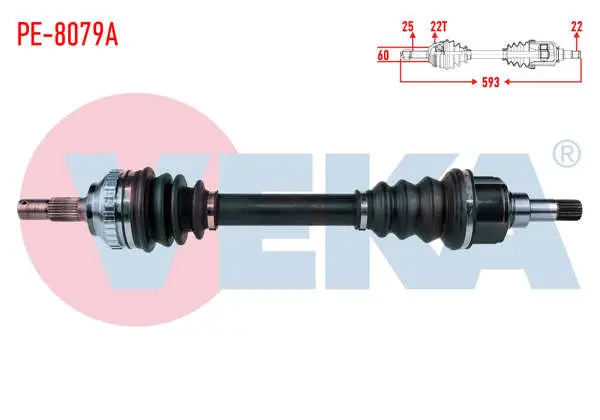 Komple Aks Sol Ön Peugeot Partner (5,5F) 1.4İ ABS li 29 Dıs Uzunluk 593mm 1996-2008
