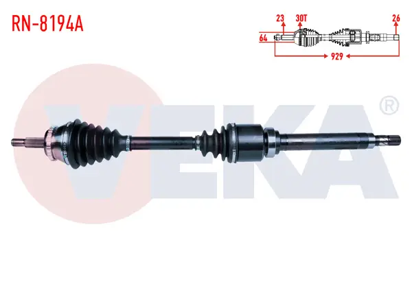 Komple Aks Sağ On Renault Safrane II (B54_) 2.0 16V ABS li 30 Dıs Uzunluk 929mm 1996-2000