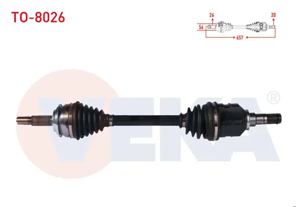 Komple Aks Sol Ön Uzunluk 657 mm Toyota Yaris (P13) 1.4 D-4D A-T / M-T 2011 -
