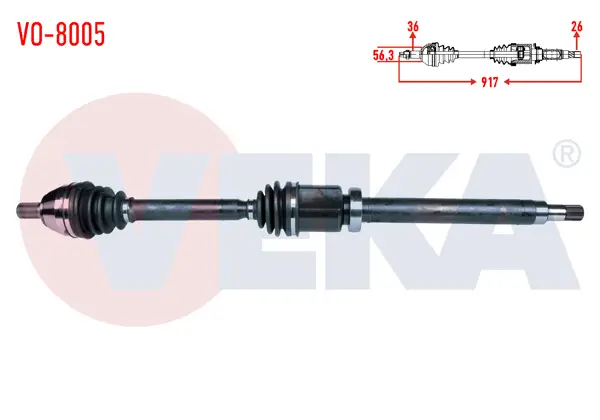 Komple Aks Sağ On Volvo S40 II (Ms) 1.6 D M-T Uzunluk 917 2004-2012