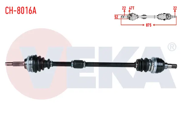 Komple Aks Sağ On Chevrolet Aveo (T250) 1.2 16V Doch ABS li 47 Dıs M-T Uzunluk 875mm 2006-2011