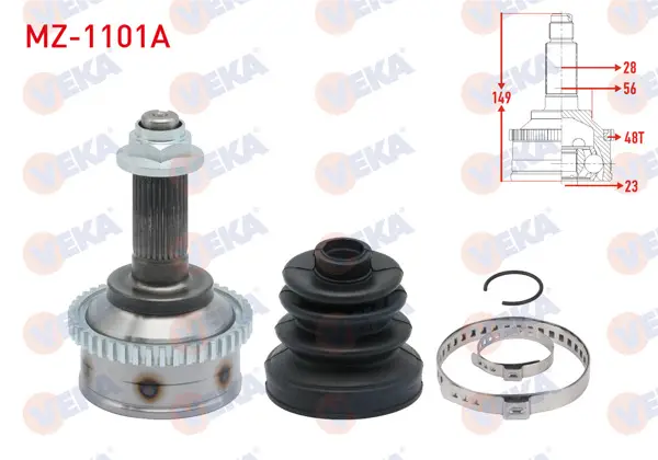 Aks Kafası Sol-Sağ On Dıs Mazda 626 IV (Ge) 2.0İ ABS li 44 Dıs 28X23x56 Uzunluk 149 mm 1992-1997