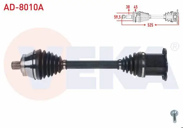 Komple Aks Sol-Sağ On Audi A4 2.0 TDI A-T ABS li 45 Dıs Uzunluk 525mm 2004-2008