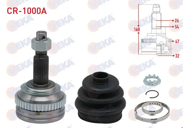 Aks Kafası Sol-Sağ On Dıs 26X32x54 ABS 47 Dıs Uzunluk 160mm Chrysler Voyager III (Gs) 2.4İ 1995-2001