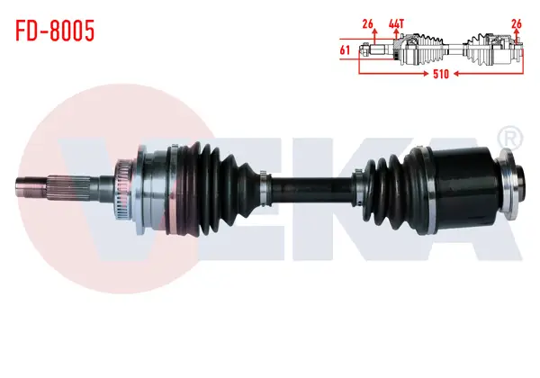 Komple Aks Sol Ön ABS li Uzunluk 510mm Ford Ranger 2.5 TDCI 4X4 1997-2006