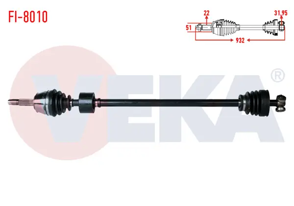 Komple Aks Sağ On Fiat Doblo (119,223) 1.9 D Uzunluk 932 mm 2001-2010